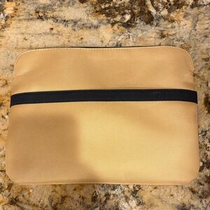 Bulgari Tan Toiletry Bag with Black Stripe